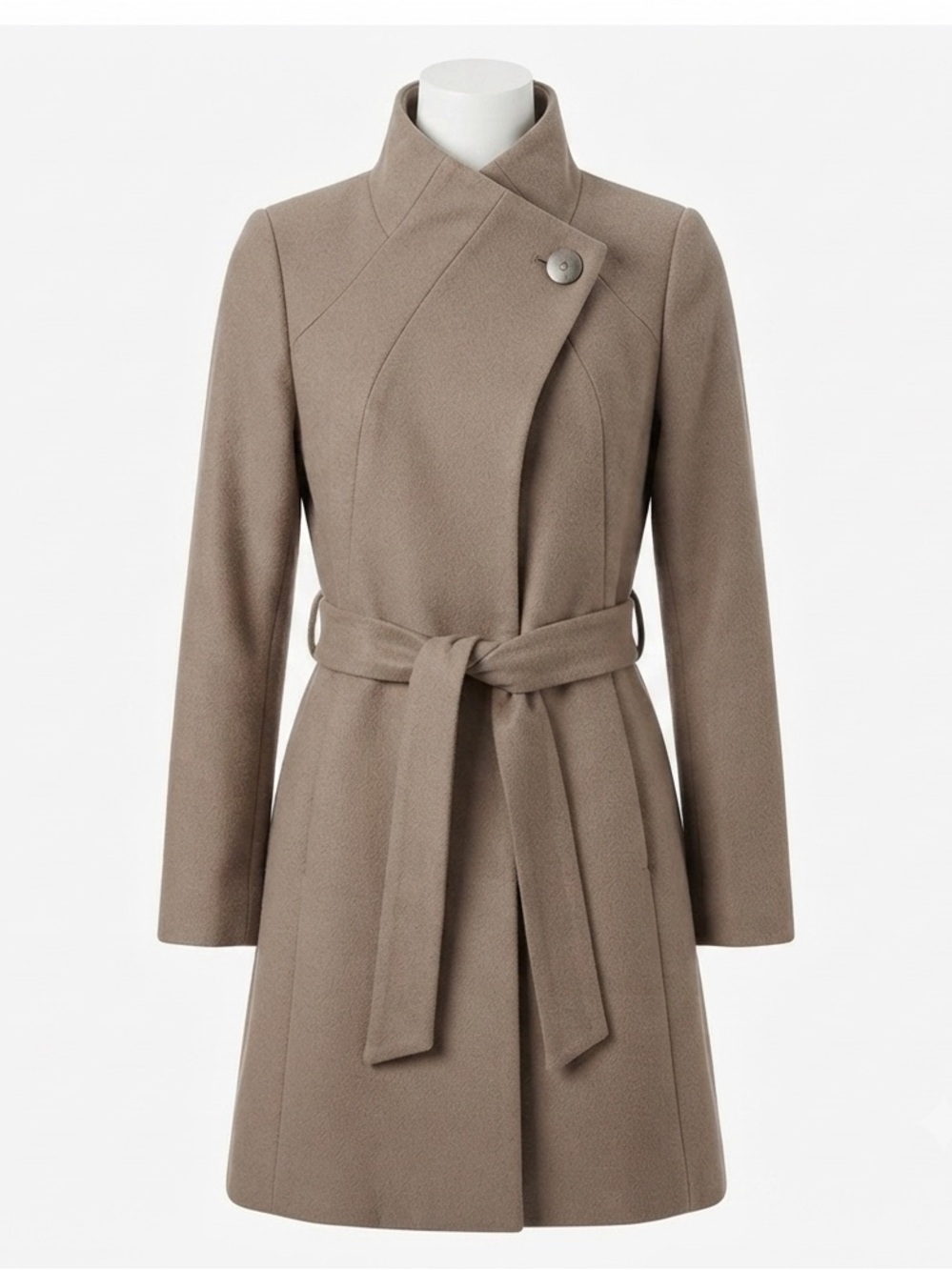 T Tahari Wool-Blend Belted Wrap Coat – Size Small
